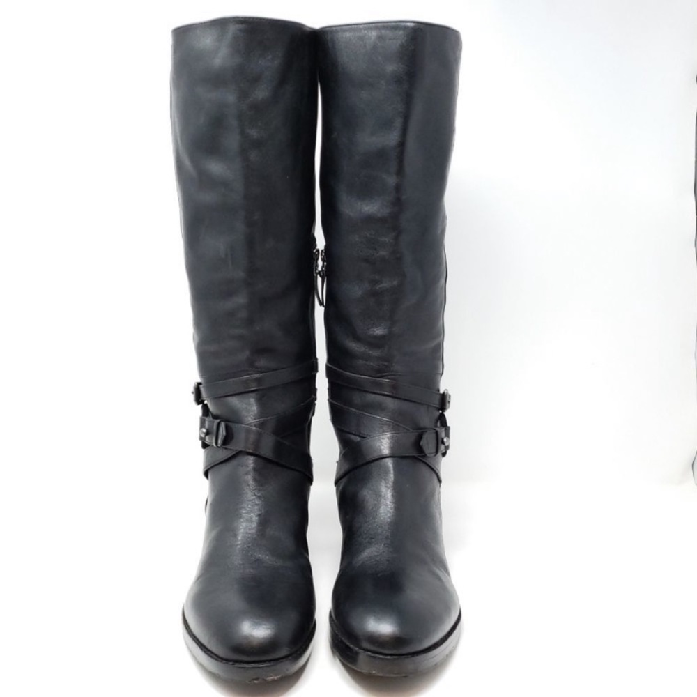 Via Spiga Gabrielle Black Knee Boots Buckle Detail size 7 - Picture 3 of 16